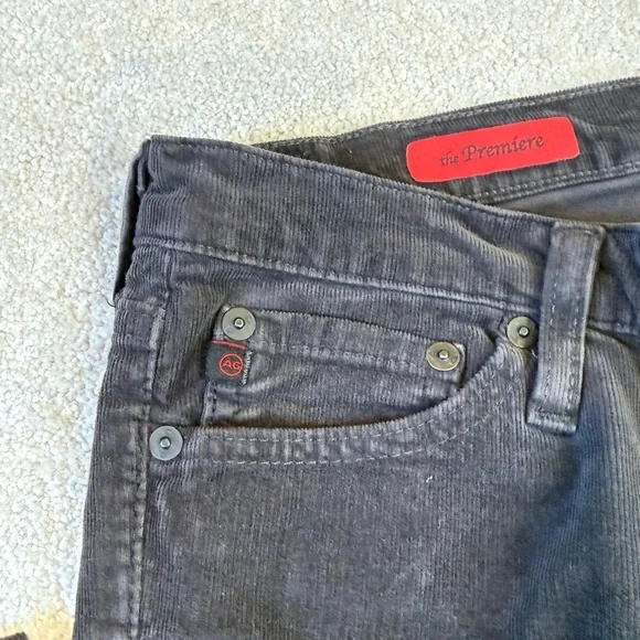 AG Adriano Goldschmied Black Charcoal Velvet Corduroy Straight Leg Pants Size 25 - Picture 8 of 16